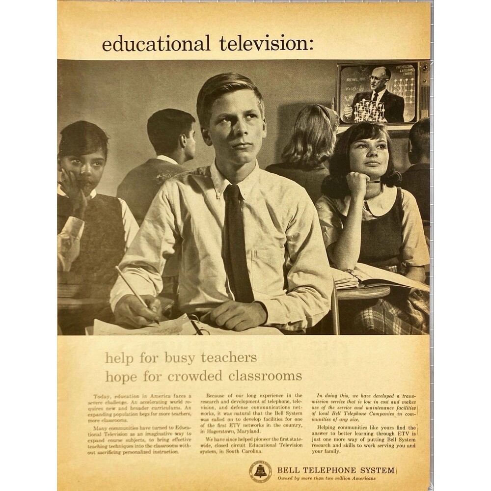 Bell Telephone System Educational Television "Help for Busy Educators" Ad 1972